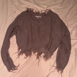 Love tree cropped distressed sweater